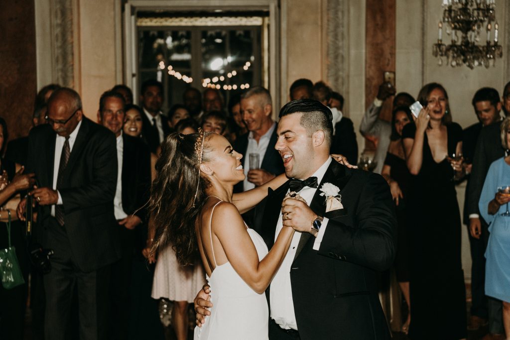 bride and groom dance their first dance at the larz anderson house wedding in dc