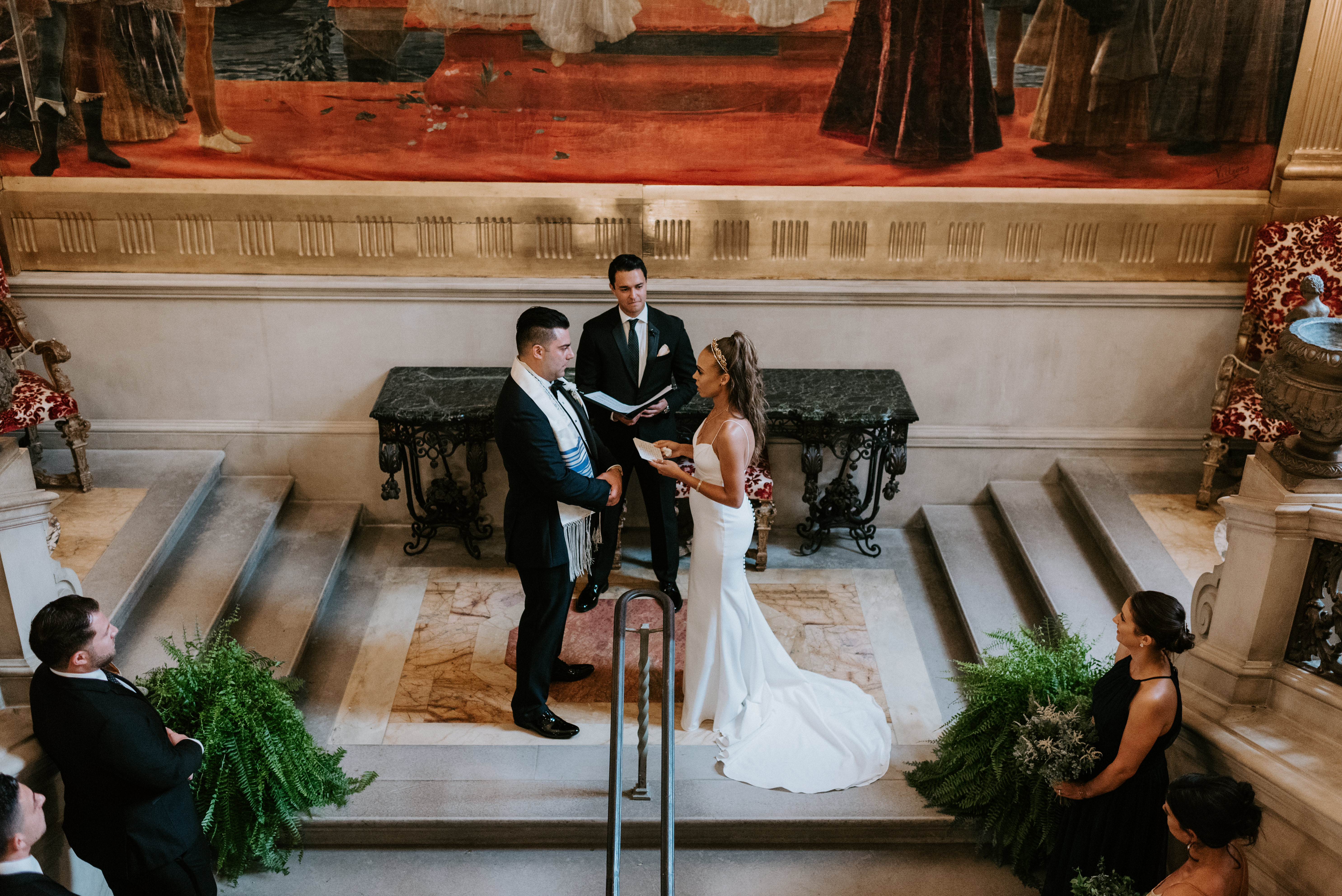 bride and groom at wedding ceremony at larz anderson house washington dc